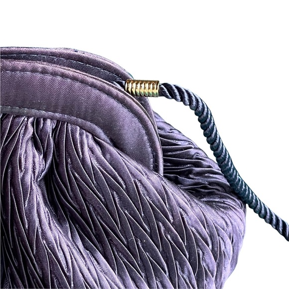 Vintage Vanessa purple silk mini clutch shoulder bag purse w/ braided strap - Picture 3 of 11